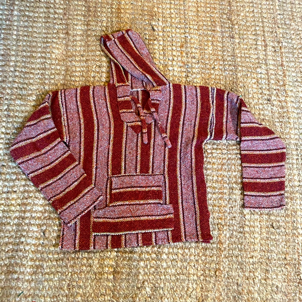 Cozy Baja Bordeaux Unisex Poncho Hooded Pullover with Front Pouch Pocket